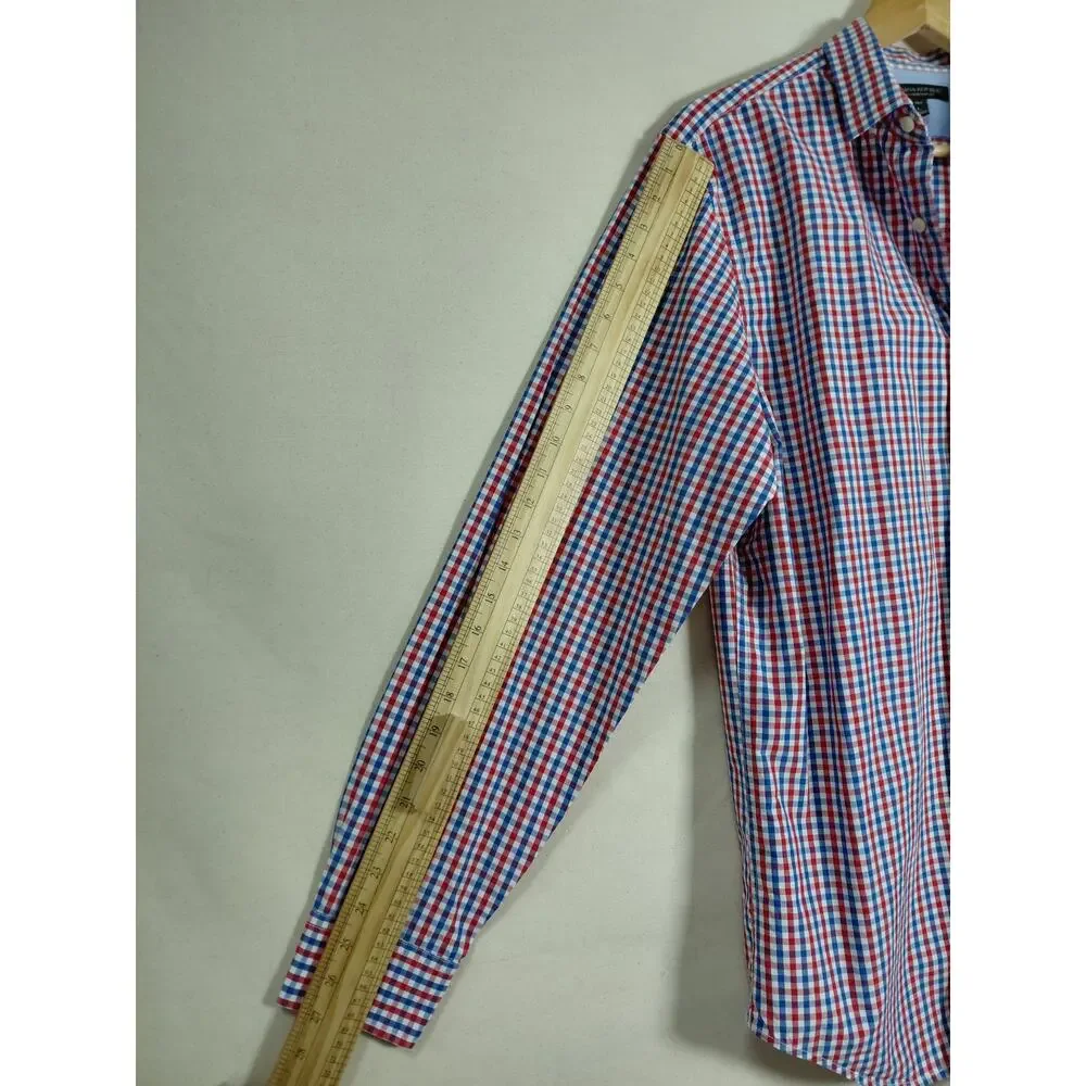 Banana Republic Soft Wash Slim Gingham Plaid Button-Up Shirt Men Size LT